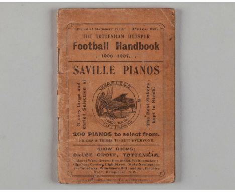 A Tottenham Hotspur handbook 1906-07,&nbsp;interior pencil/ink text&nbsp;