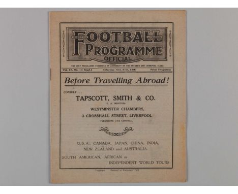 Everton v. Newcastle United / Liverpool Reserves v. Leeds Reserves combined match programme, 31st October 1931, original stap