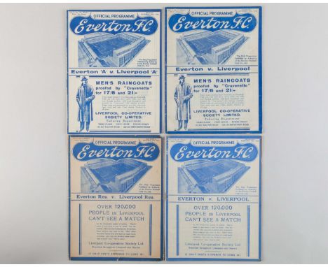 Four Everton v. Liverpool match programmes 1936-38 comprising 19th September 1936, pencil changes, Liverpool “A”, 28th Decemb