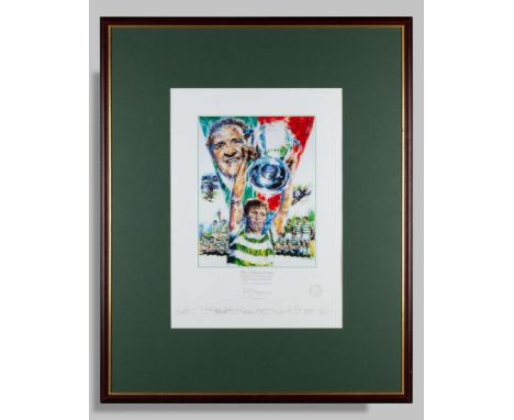 Limited edition Lisbon Lion autographed print, No.21 of 500, the margin autographed by the Celtic European-Cup winning team, 