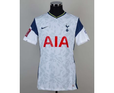 Harry Kane white No.10 Tottenham Hotspur v. Wycombe Wanderers &nbsp;short-sleeved shirt, 2021, Nike, L, with v-neck collar an