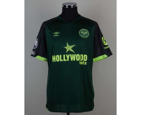 Kim Ji-Soo green No.36 Brentford v. Tottenham Hotspur short-sleeved shirt, 2024-25, Umbro, L, with v-neck collar and embroide