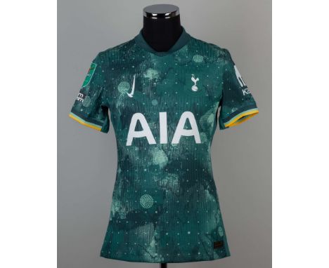 Son Heung-Min green No.7 Tottenham Hotspur v. Coventry short-sleeved shirt, 2024, Nike, M, with v-neck collar and printed bad