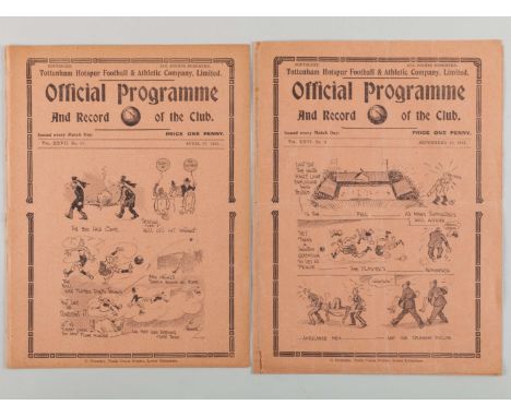 Two Tottenham Hotspur v. Liverpool match programmes 1933-35 comprising 23rd September 1933 and 27th April 1935, both ex bound