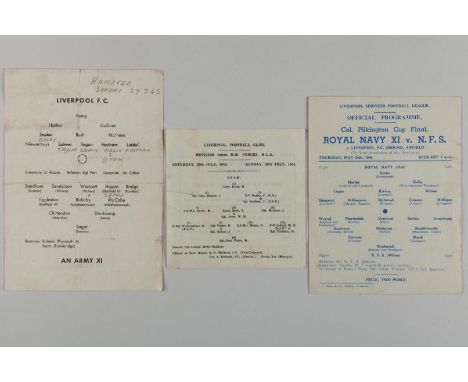 Liverpool v. An Army XI &nbsp;single-sheet match programme, 29th July 1945 at the Hanover Bicycle Track, text changes and mat
