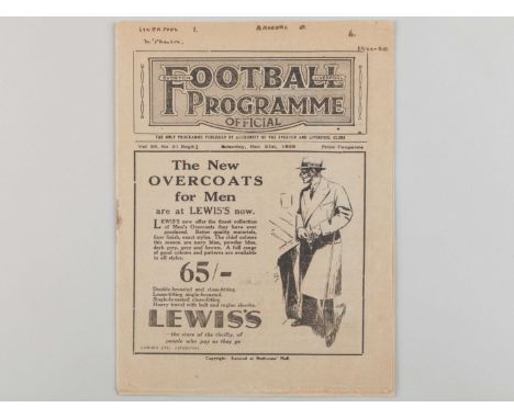 Liverpool v. Arsenal/Everton Reserves v. Blackburn Rovers Reserves combined match programme, 21st December 1929, test on cove