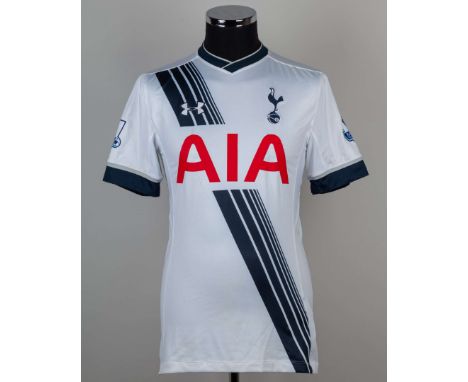 Kyle Walker white No.2 Tottenham Hotspur short sleeved home shirt, 2015-16, match worn, Under Armour size M, embroidered badg