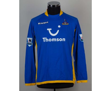 Michael Brown blue and yellow No.11 Tottenham Hotspur long sleeved away shirt 2005/06 player issued, Kappa size XXL, crew nec