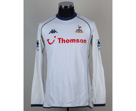 Steffen Freund white No.4 Tottenham Hotspur long sleeved home shirt and shorts, 2002/04, Kappa, size XL, crew neck collar, em