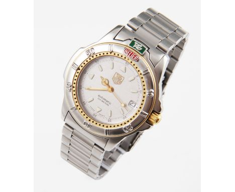 A gents stainless steel Tag Heuer Automatic 200 Meters wrist watch, the silvered dial having hourly triangular and baton mark