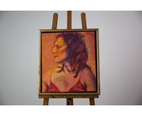 *CLIFFORD HANLEY (SCOTTISH 1948 - 2021), BONGO LADY IV, oil on canvas, signed and dated ‘8, titled verso image size 51cm x 46