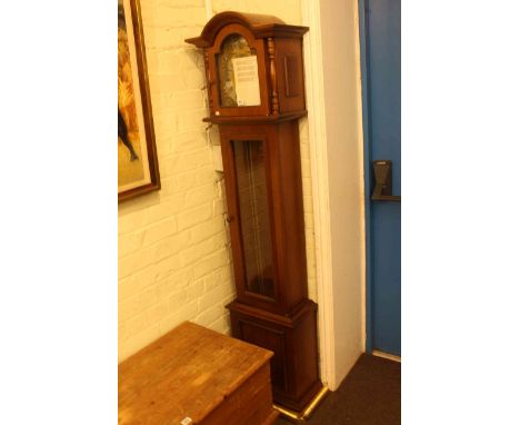 Modern oak cased longcase clock with Westminster carillon movement.