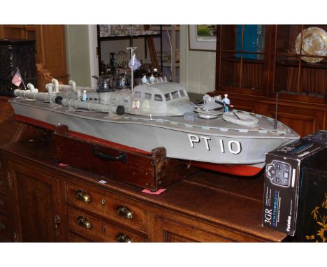 PT10 large motor torpedo boat, fitted with gasoline engine, control in box, 165cm by 42cm.
