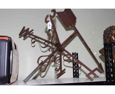 Cast iron weather vane, 48cm by 86cm.
