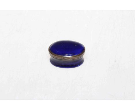 Antique blue enamel patch box with interior mirror.