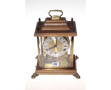 German four glass cased striking mantel clock.