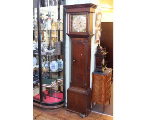 Oak cased 30 hour longcase clock with brass and silvered dial by Blaylock, Longtown.