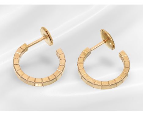 Ohrschmuck: ausgefallen gestaltete vintage Chopard Creolen aus 18K Gold: Ca. Ø14mm, ca. 5,5g, 18K Gelbgold, Stopper ebenfalls