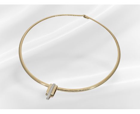 Kette/Collier: goldener, wertvoller vintage Omega-Halsreif mit sehr schönem Brillant-Anhänger, Marke Christ: Ca. 46cm lang, i