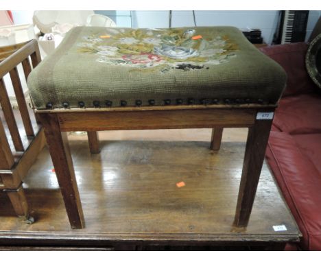 A 19th Century dressing table stool having tapestry top