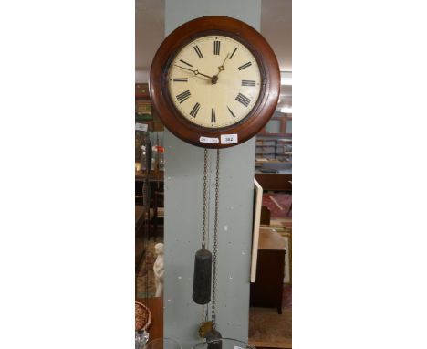 Victorian twin weight circular wall clock in good working order 