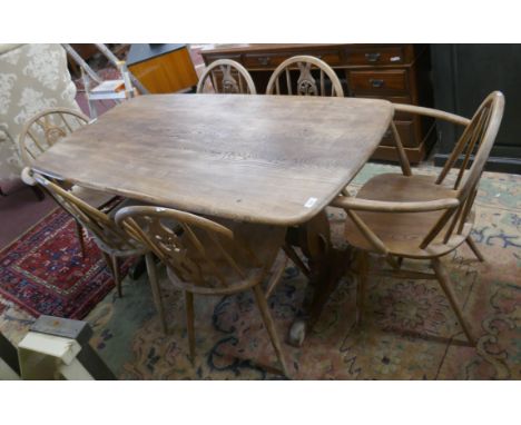 Ercol table with 4 chairs and 2 carvers 