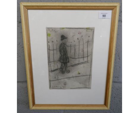 Sketch signed L S Lowry 1956 - Approx image size: 16cm x 23cm
