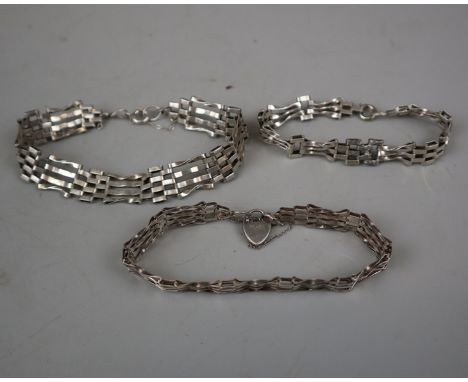 3 silver gate bracelets&nbsp; 