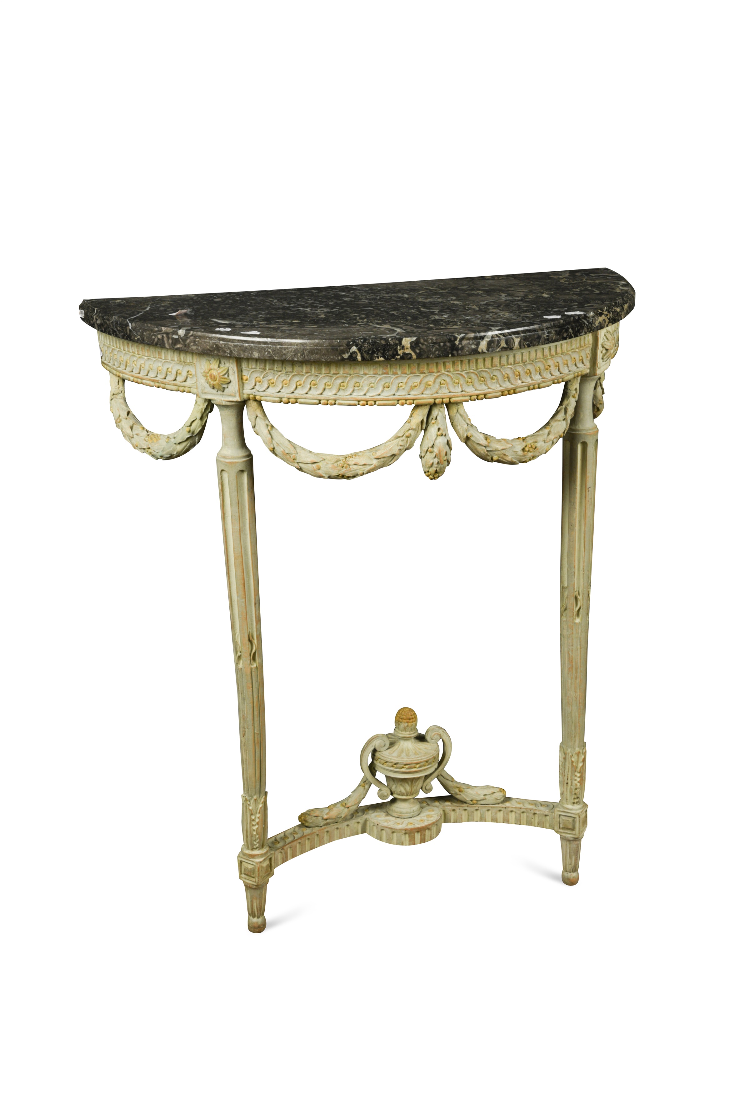 A Louis XVI style grey painted marble console table, mid 19th century