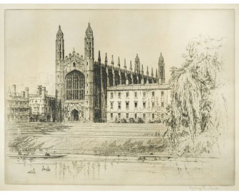 Views of Cambridge Colleges and architecture, including one of King's College Chapel, Cambridge, 24 x 31cm (pl.) all signed i