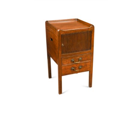 with a tambour fronted compartment, single drawer and dummy drawer below, 75 x 42 x 45cmCondition report: Converted from step
