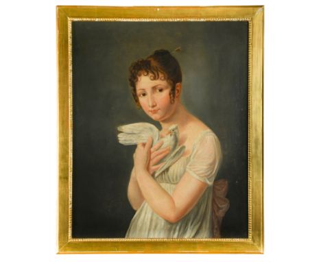 Portrait of a young girl with a dove - an Allegory of Peace oil on canvas 65 x 54cmFootnote: Provenance: Christie's, London, 