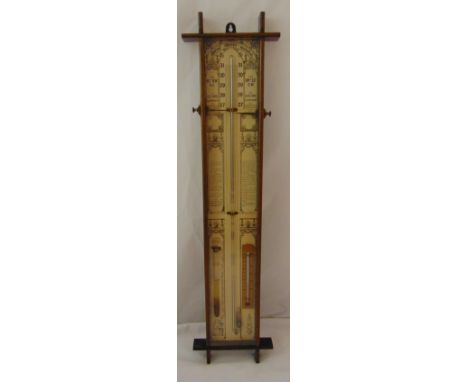 An Admiral Fitzroy style mercury barometer in oak case, 102 x 25.5 x 4.5cm