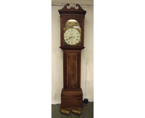 J. A. Lichbody of Lanark country house mahogany long cased clock, painted dial with Roman numerals to include two weights and