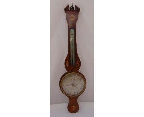 An Edwardian mahogany and satinwood inlaid banjo barometer, 97.5cm (h)