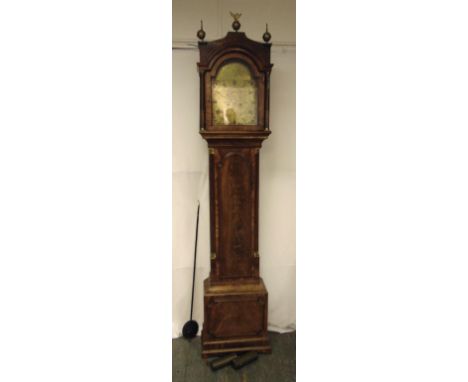 James McCabe London mahogany long cased clock with brass dial, Arabic numerals, to include two weights and pendulum, 234 x 47