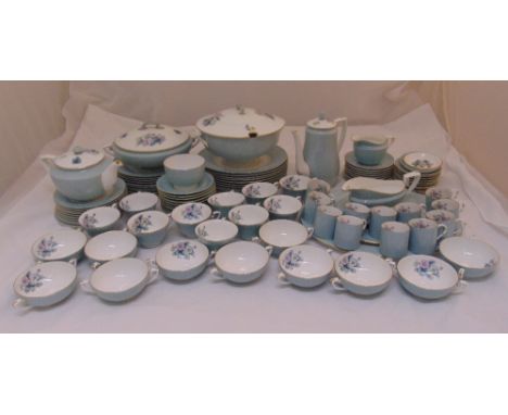 Royal Worcester Woodland dinner and tea service for ten place settings to include plates, bowls, a teapot, a coffee pot, cups