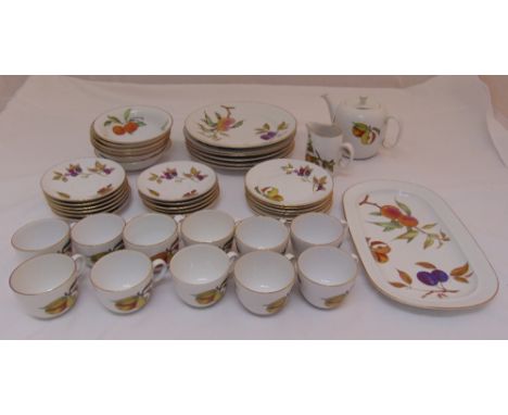 Royal Worcester Evesham part dinner and tea service to include plates, bowls, a teapot, cups and saucers (43)