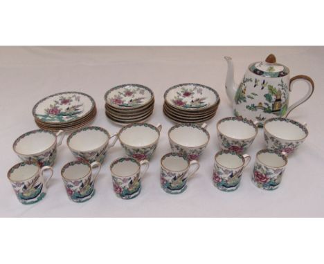 Crown Staffordshire tea and coffee set to include a teapot, plates, cups and saucers for six place settings (31)