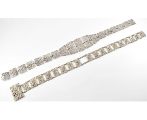 Two&nbsp; Art Nouveau&nbsp; EPNS silver plate ladies belts dating from the early 20th Century Edwardian era. The belts having