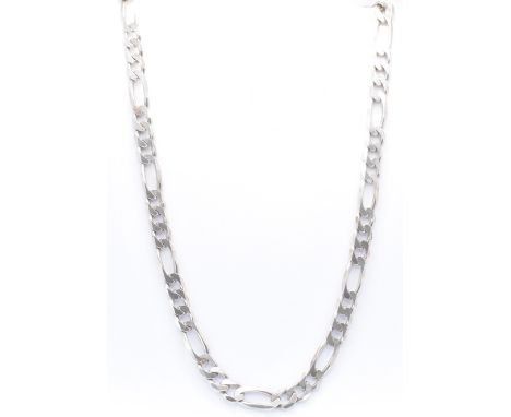 An Italian silver gents flat curb link chain necklace having lobster clasp. Marked Italy, 925 to the clasp. Measures 61cm in 