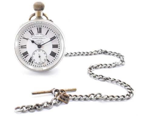 A vintage West End Watch Co Railway Regulator pocket watch having a white enamelled dial with roman numerals to the chapter r