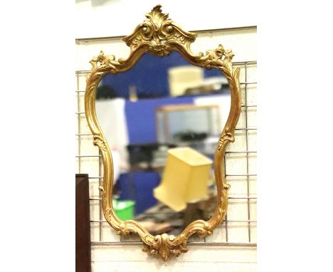Modern Rococo style large gilt framed mirror, overall 86 x 55 cm. Not available for in-house P&amp;P, contact Paul O'Hea at M