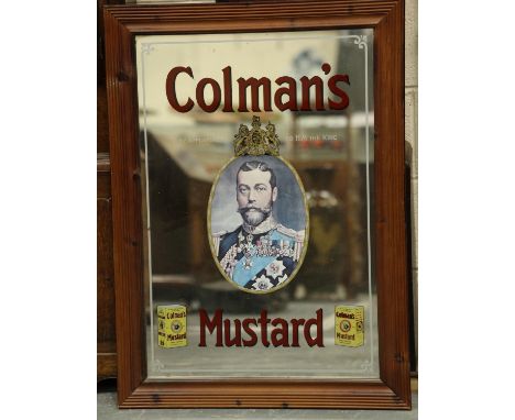 A reproduction Colmans Mustard advertising mirror, overall 94 x 69 cm. Not available for in-house P&amp;P, contact Paul O'Hea