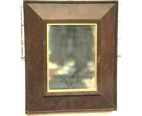 An early 19th century oak framed wall mirror, overall, 49 x 41 cm. Not available for in-house P&amp;P, contact Paul O'Hea at 