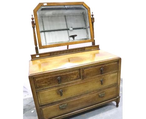 A Victorian oak dressing chest, of four drawers with swing mirror above. Not available for in-house P&amp;P, contact Paul O'H