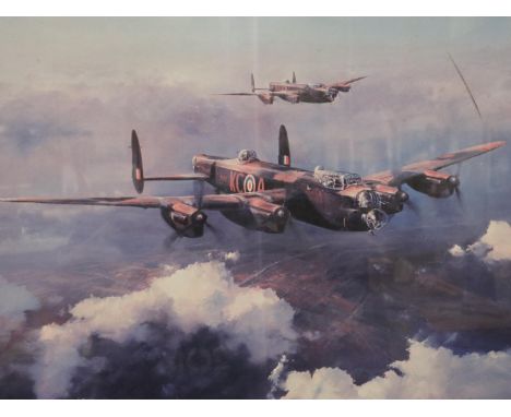 Robert Taylor (b. 1946), first edition print, Lancaster, pencil signed by group Captain Leonard Cheshire, 49 x 59 cm. P&amp;P