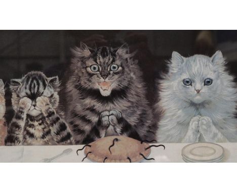 Louis Wain (1860-1939): print, What We Are About To Receive, 19 x 51 cm. Not available for in-house P&amp;P, contact Paul O'H