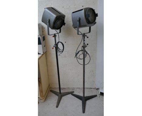 A pair of vintage Strand theatre lights on original stands. Rewired with LED lights working 