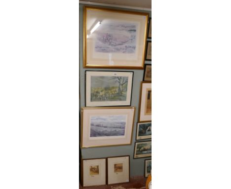 Collection of pictures to include hunting print - The V.W.H (Earl Bathurst's) 